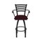 Holland Bar Stool Co Jackie with Arms 30 in. Swivel Bar Stool with Black Wrinkle Finish and Canter Bordeaux Seat 415 - alternate 10